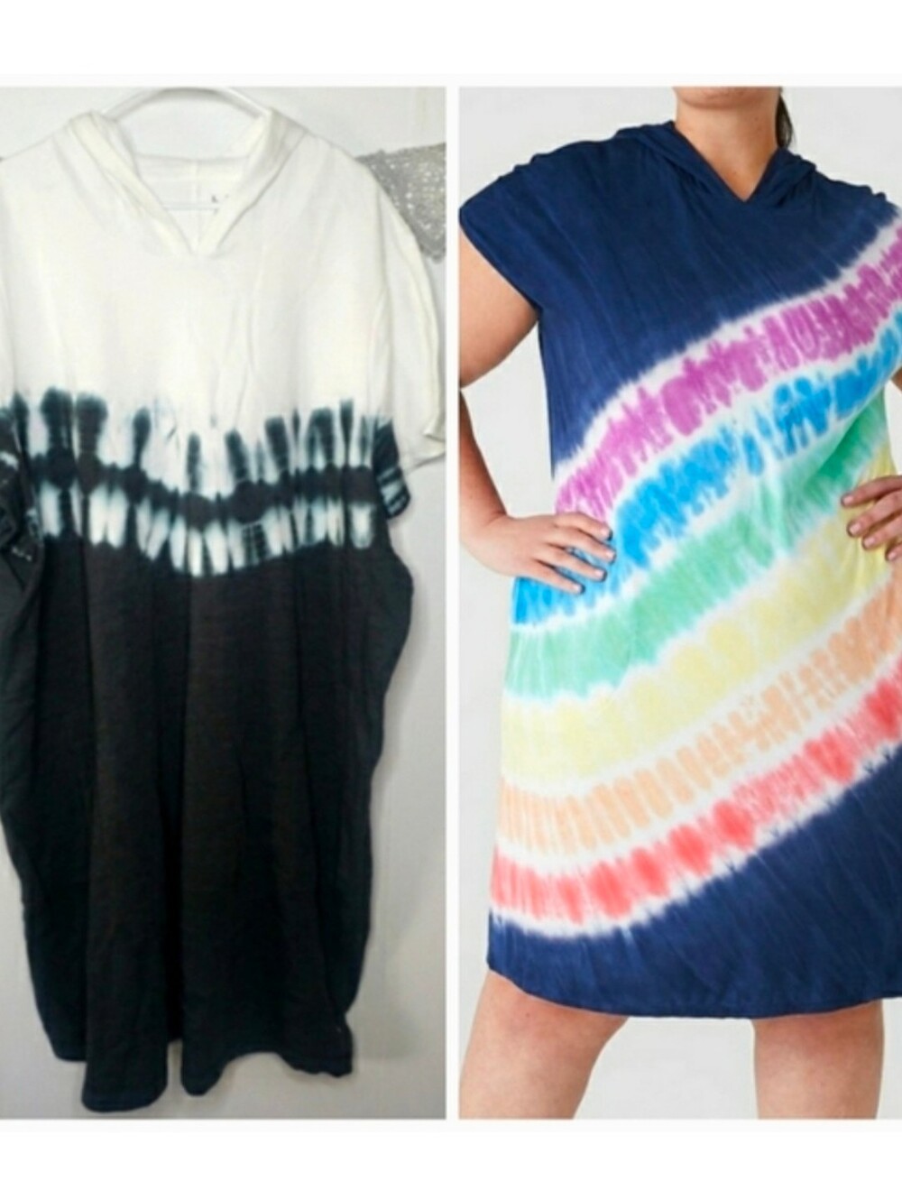 Livi Lane Bryant short sleeve hooded athleisure dress tunic tie dye 34/36 NWT